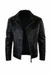M077 Free Authentic Black Wallet Real Leather Jacket