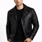 M077 Free Authentic Black Wallet Real Leather Jacket