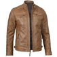 M078 New Men Army Style Classic Motorcycle Biker Real Leather Genuine Jacket Brown