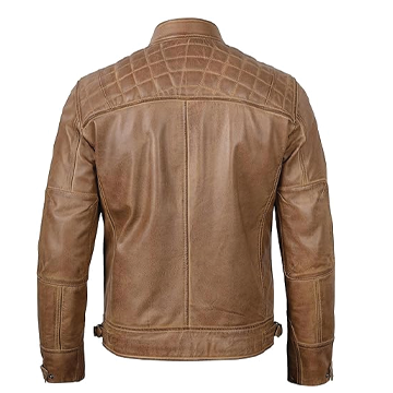 M078 New Men Army Style Classic Motorcycle Biker Real Leather Genuine Jacket Brown