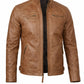 M078 New Men Army Style Classic Motorcycle Biker Real Leather Genuine Jacket Brown