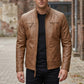 M078 New Men Army Style Classic Motorcycle Biker Real Leather Genuine Jacket Brown