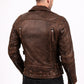 M079 Men Army Style Brown Vintage Motorcycle Real Leather Biker Classic Jacket