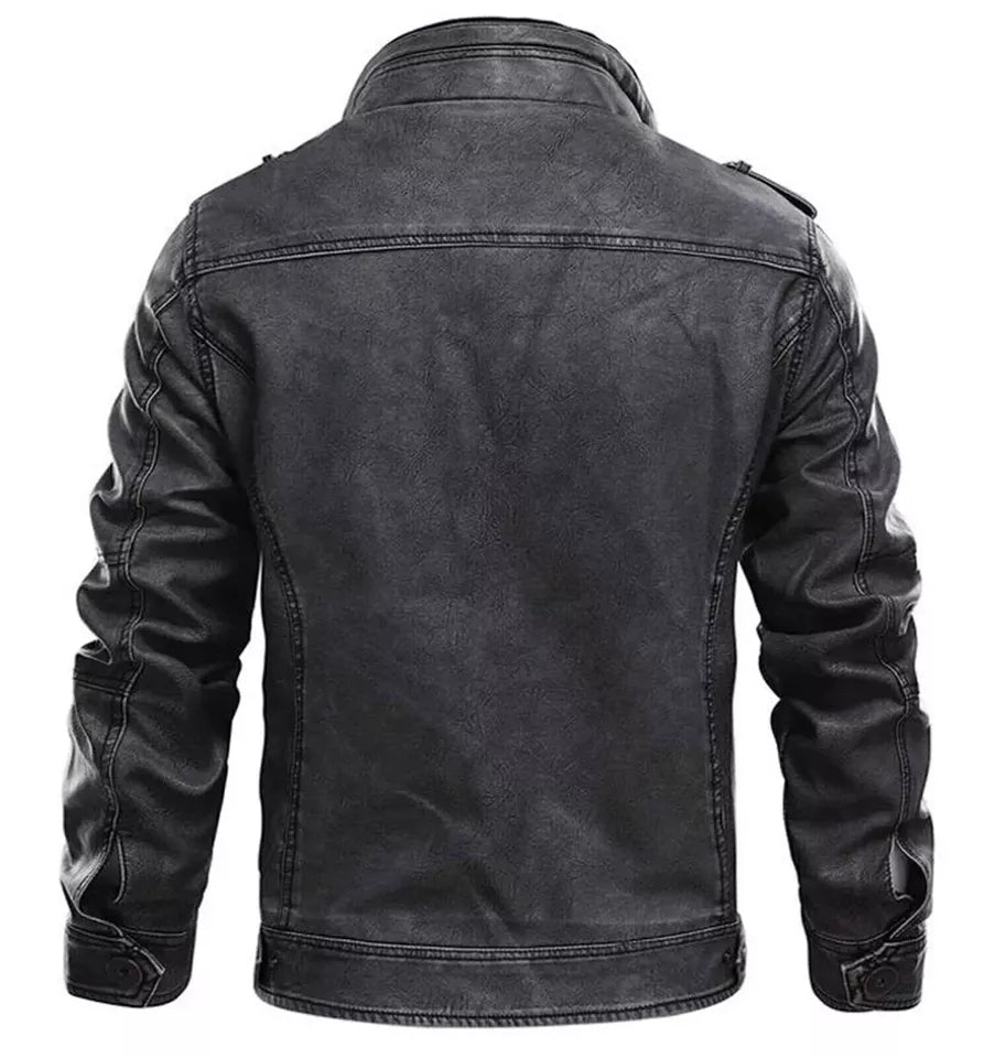 Men Vintage Black Classic Distress Wax Motorcycle Real Leather Biker Jacket