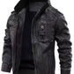 Men Vintage Black Classic Distress Wax Motorcycle Real Leather Biker Jacket