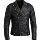 M080 Slim fit Men's Motorcycle Bomber Biker Quilted Black Real Leather Jacket