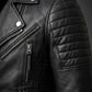 M080 Slim fit Men's Motorcycle Bomber Biker Quilted Black Real Leather Jacket