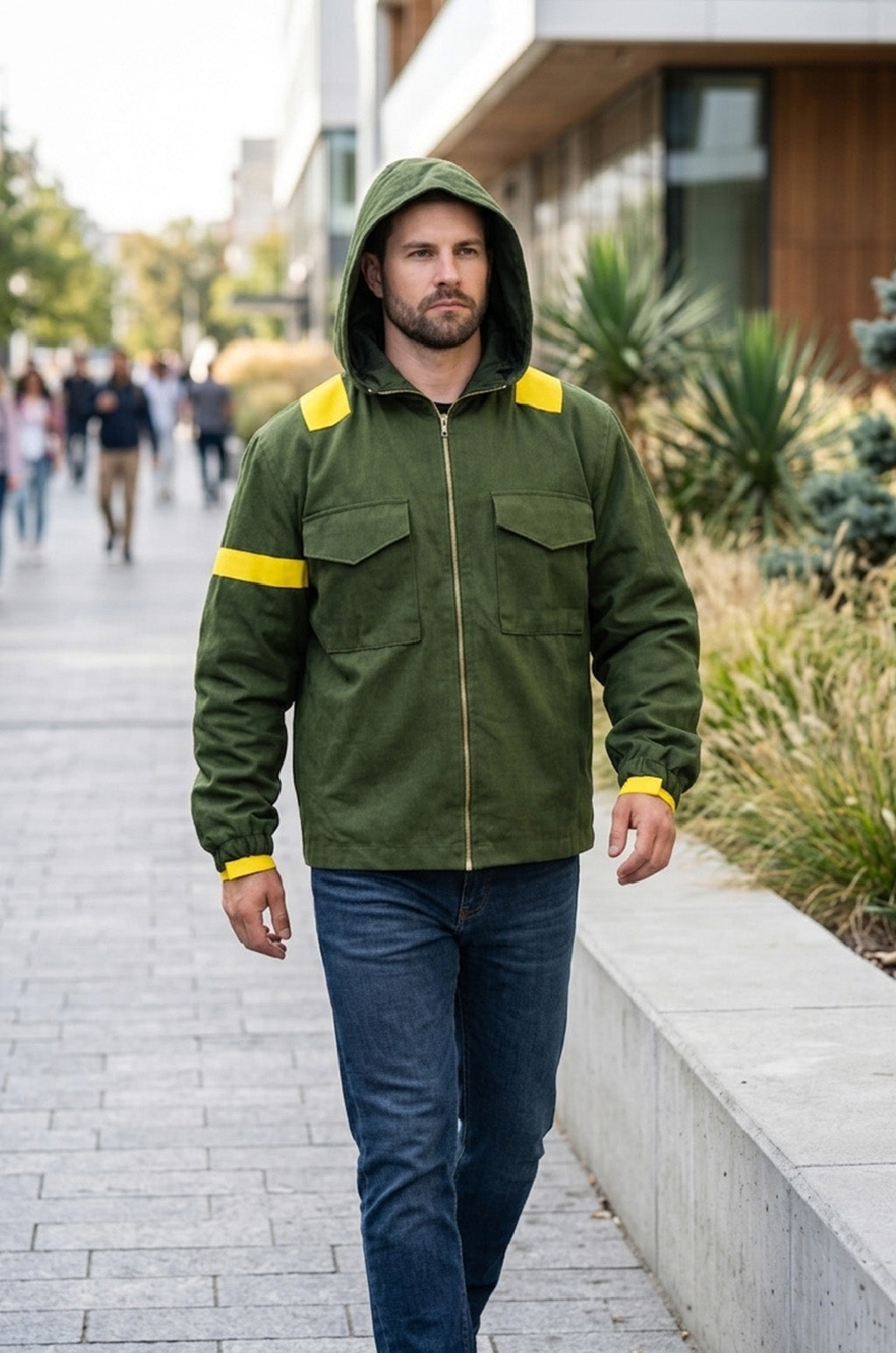 MCJ03 Tyler Joseph Twenty One Pilots Storm Again Jumpsuit Cotton Green Hood Jacket