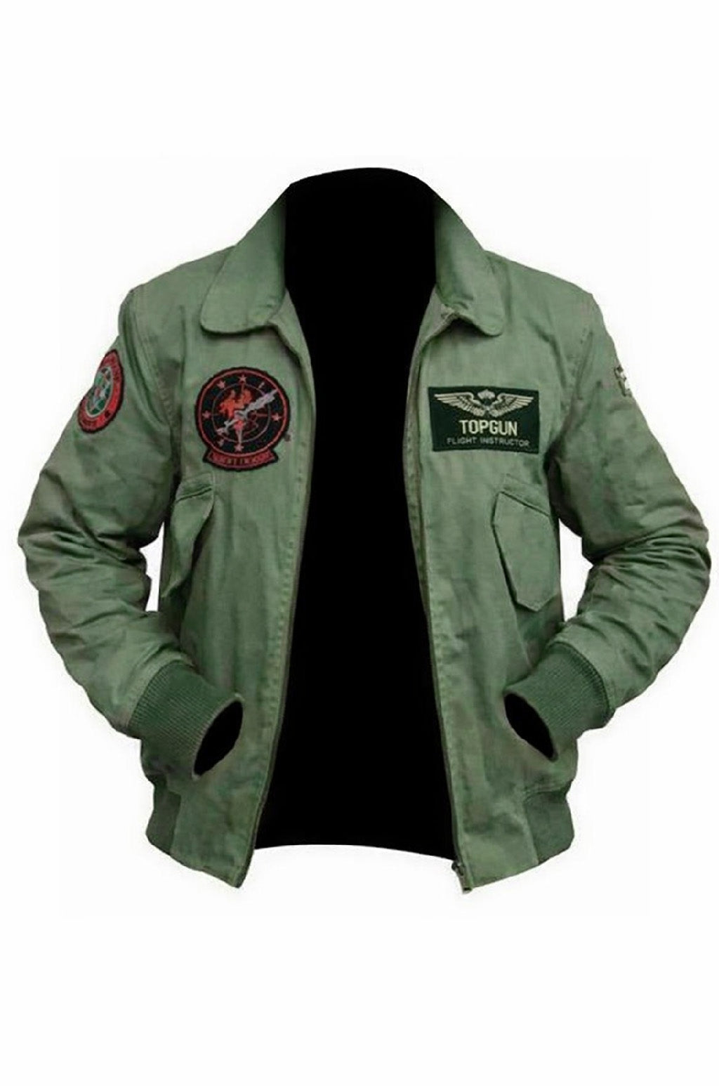 MCJ04 US Army Tom Cruise Top Gun Green Cotton Real Denim Jacket