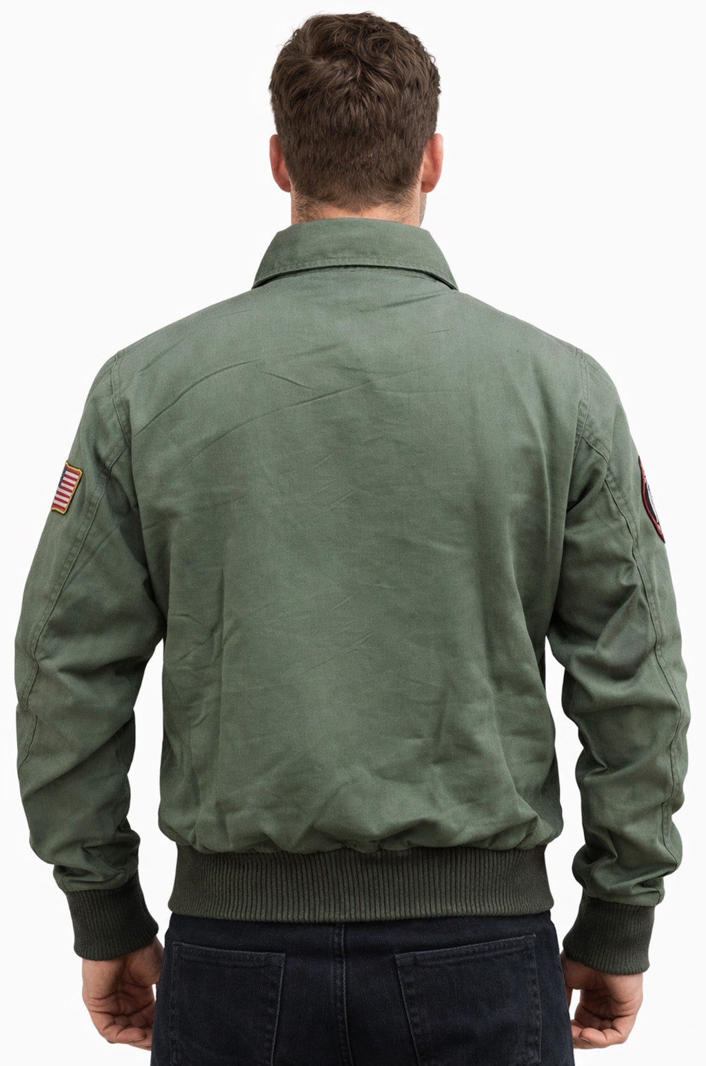 MCJ04 US Army Tom Cruise Top Gun Green Cotton Real Denim Jacket
