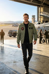 MCJ04 US Army Tom Cruise Top Gun Green Cotton Real Denim Jacket