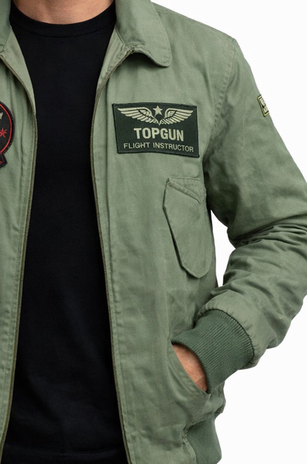 MCJ04 US Army Tom Cruise Top Gun Green Cotton Real Denim Jacket
