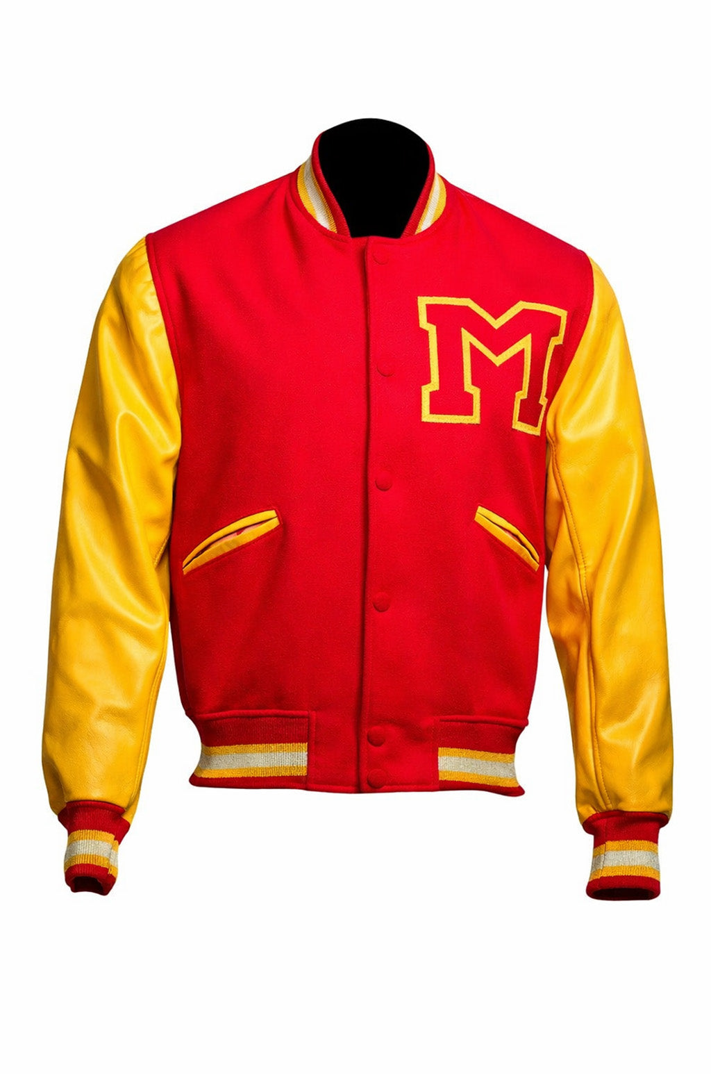 MCJ06 Michael Jackson Thriller M Logo Varsity Summer Wear Real Wool Jacket For Men's