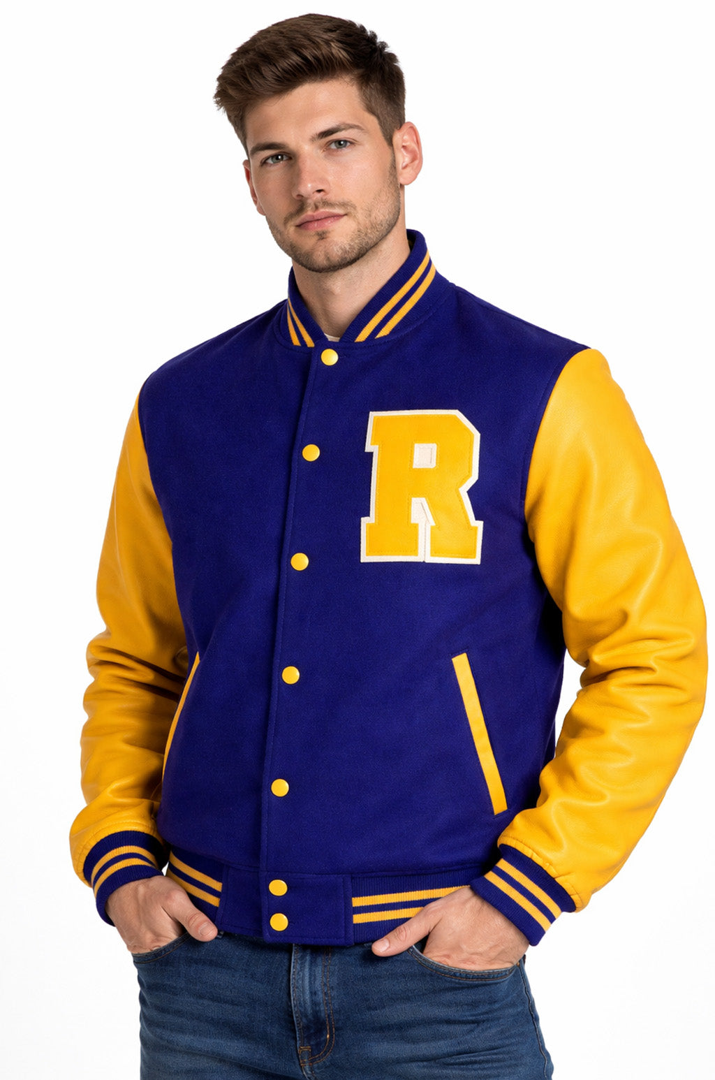 MCJ07 Archie Andrews Riverdale Varsity Bomber R Letterman Summer Real Wool blue Jacket