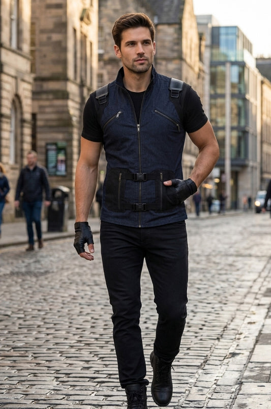 MDJ02 HoL Branded Denim Blue Vest for Men's