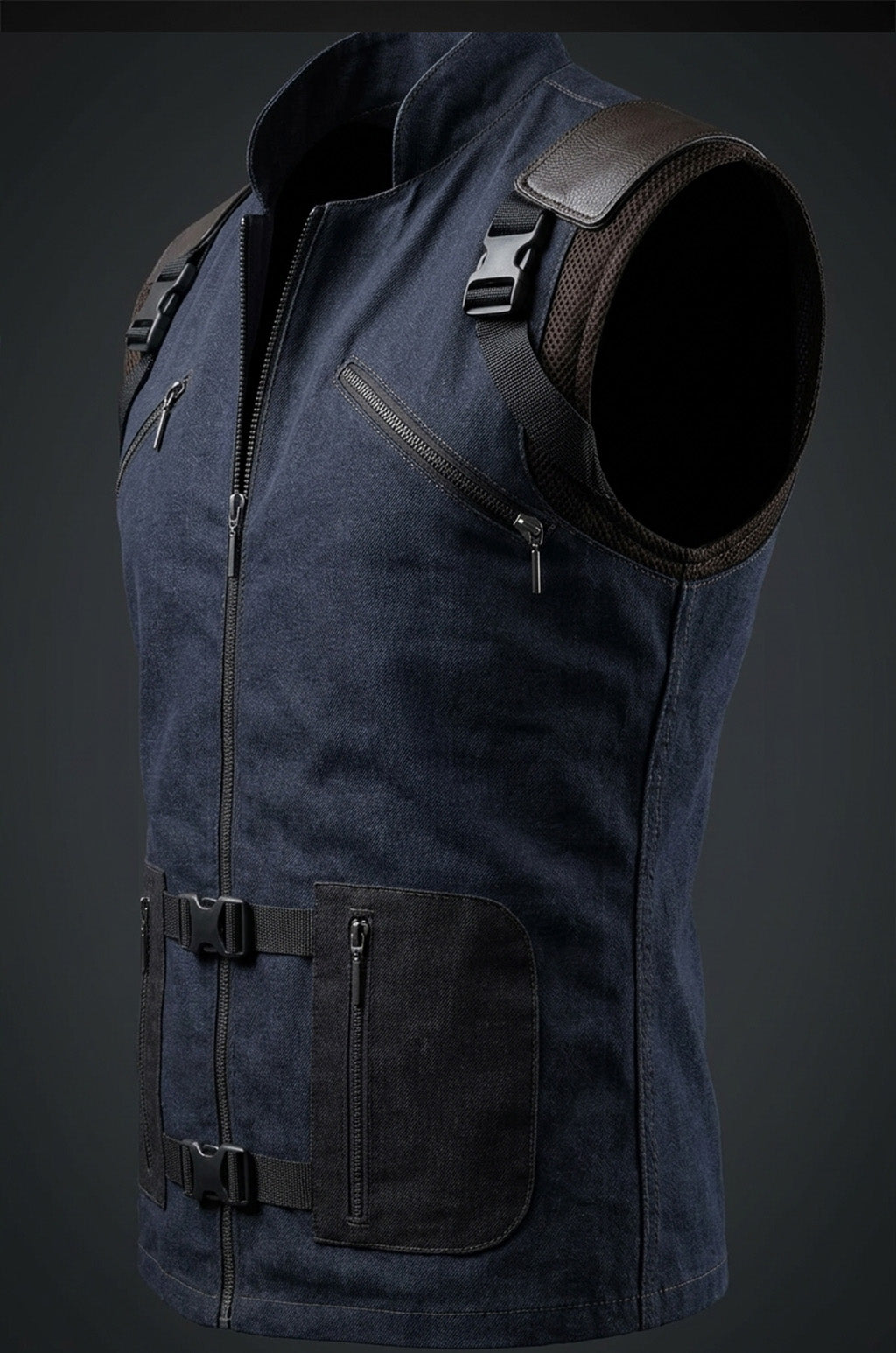 MDJ02 HoL Branded Denim Blue Vest for Men's