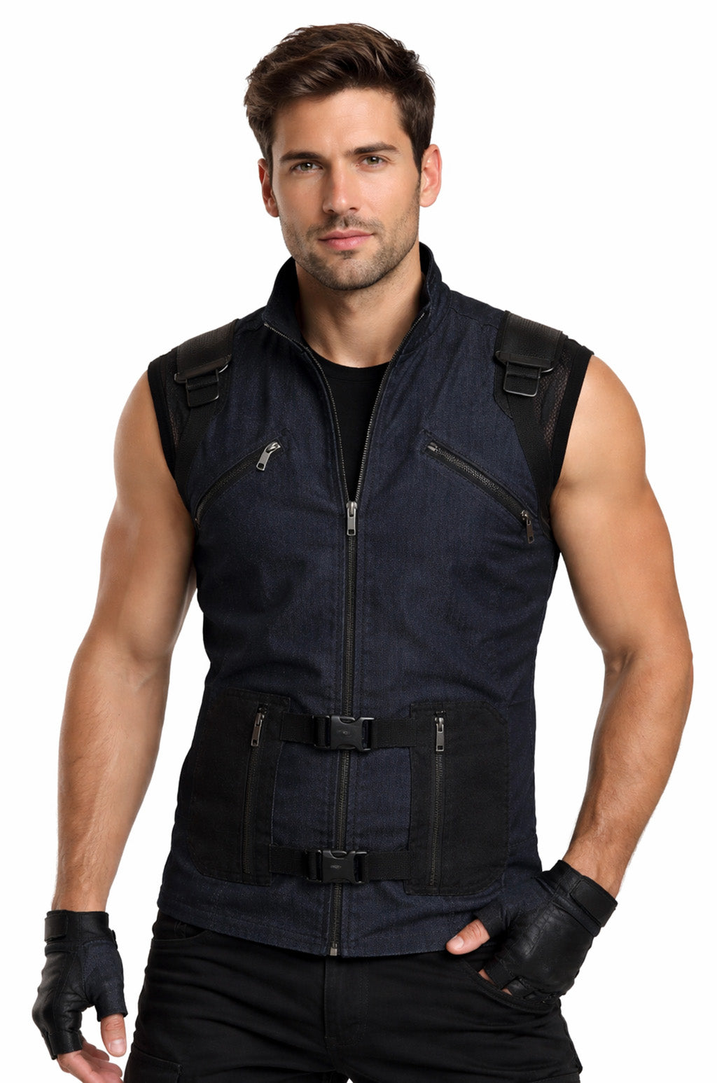 MDJ02 HoL Branded Denim Blue Vest for Men's