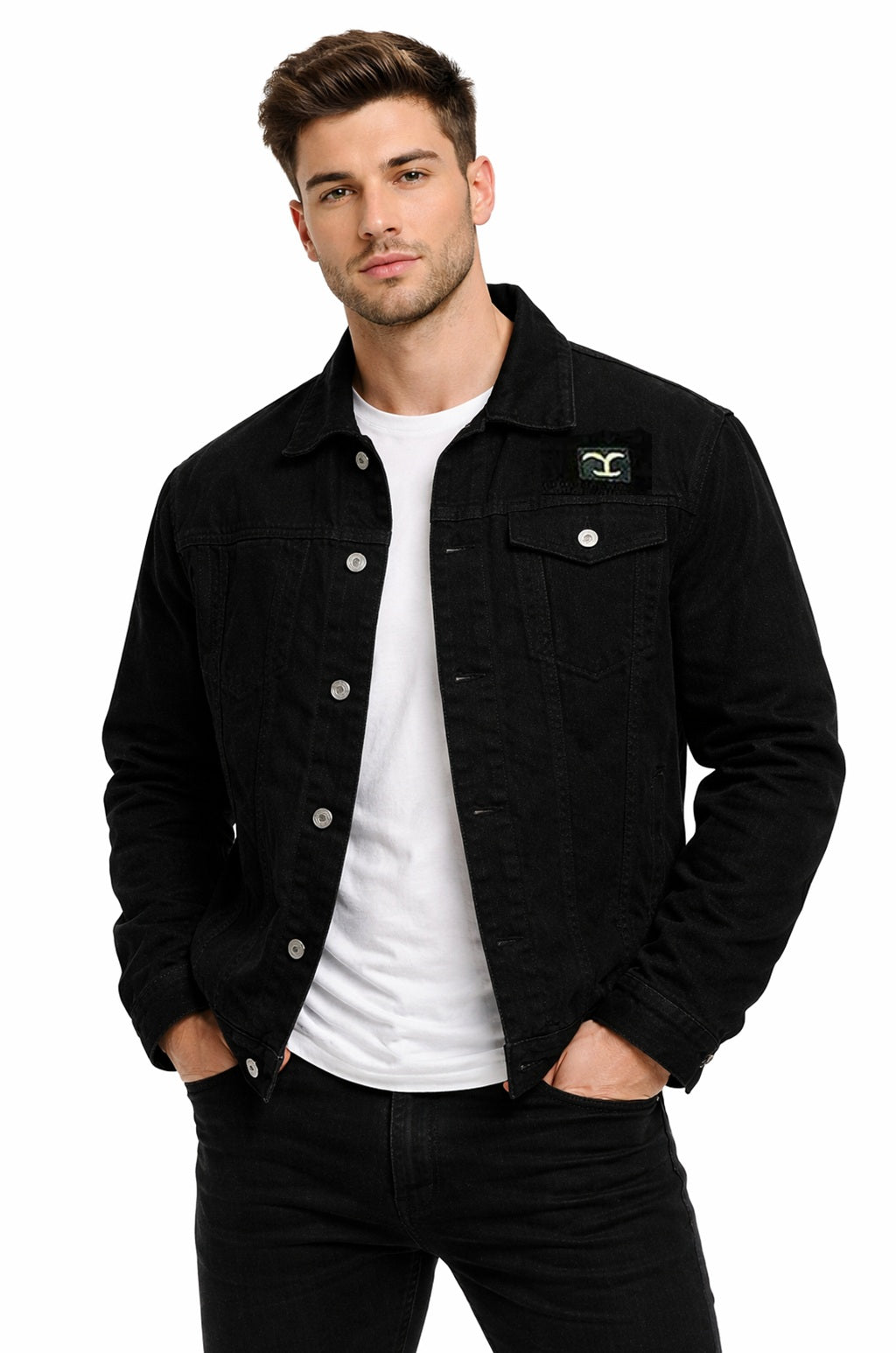 MDJ06 Yellowstone Denim Men's Cole Hauser Rip Wheeler Cowboy Biker Classic Jacket