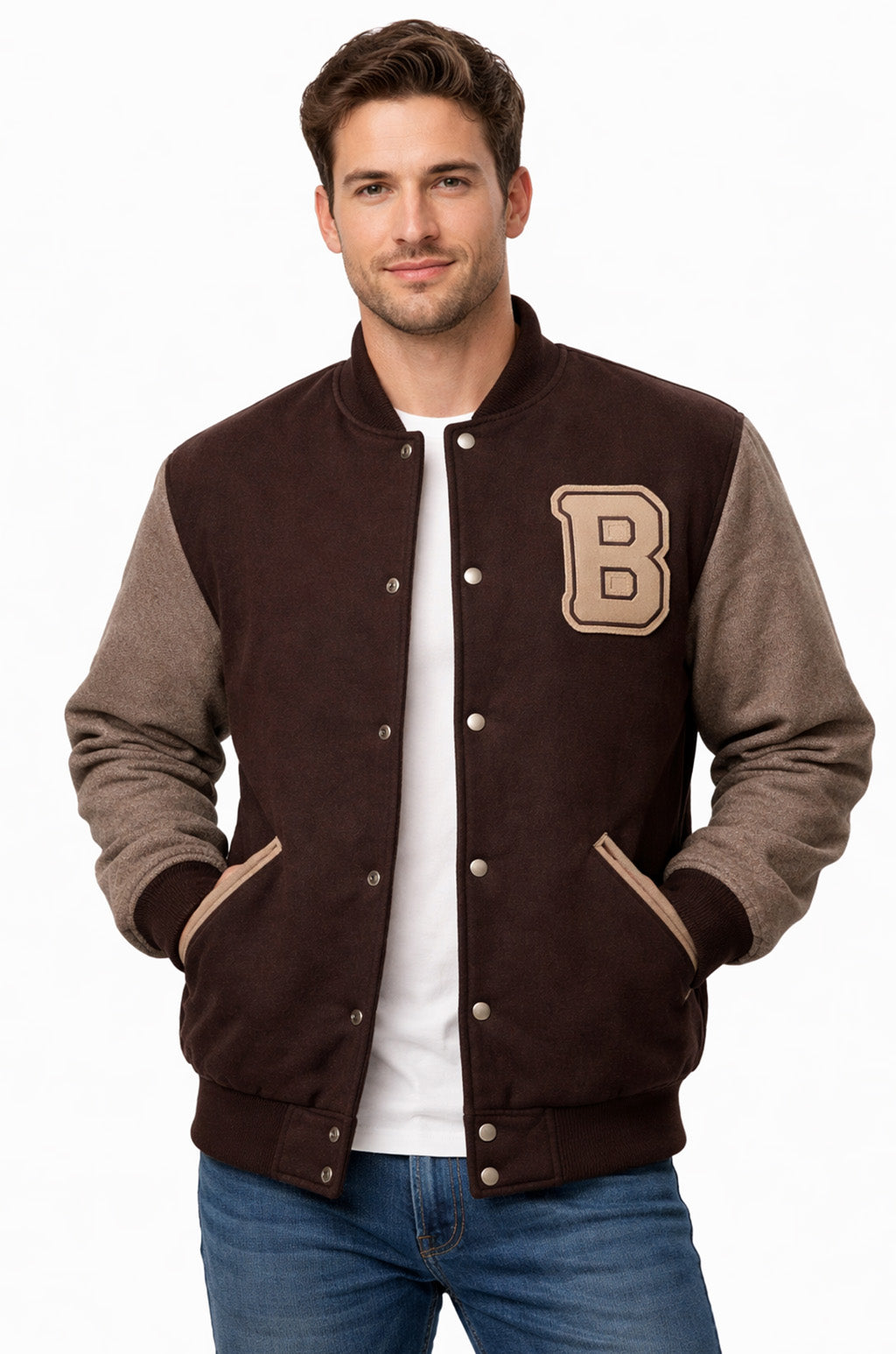 MDJ07 Men's Hotline Miami B Logo Varsity Real Wool Bomber biker Classic Unisex Jacket