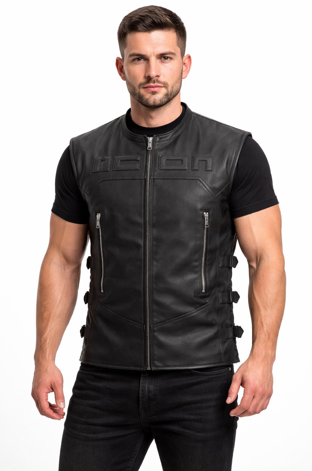 MDV01 HoL Brand Skull Icon Vest Real Leather Jacket