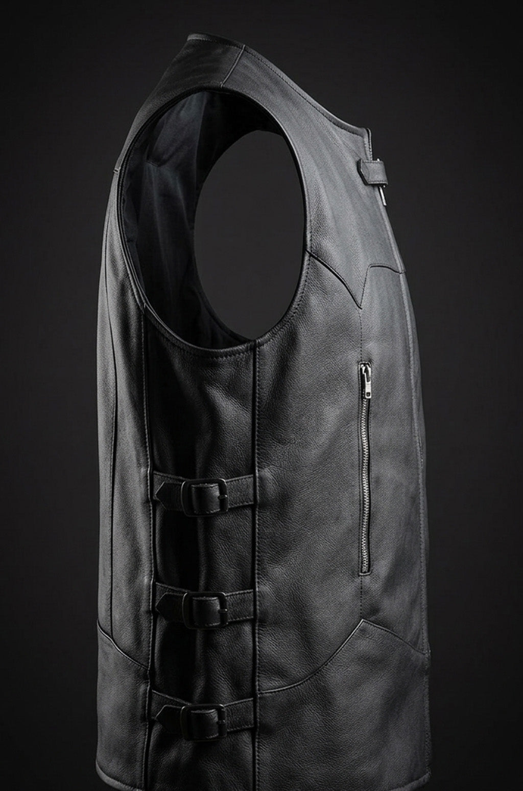 MDV01 HoL Brand Skull Icon Vest Real Leather Jacket