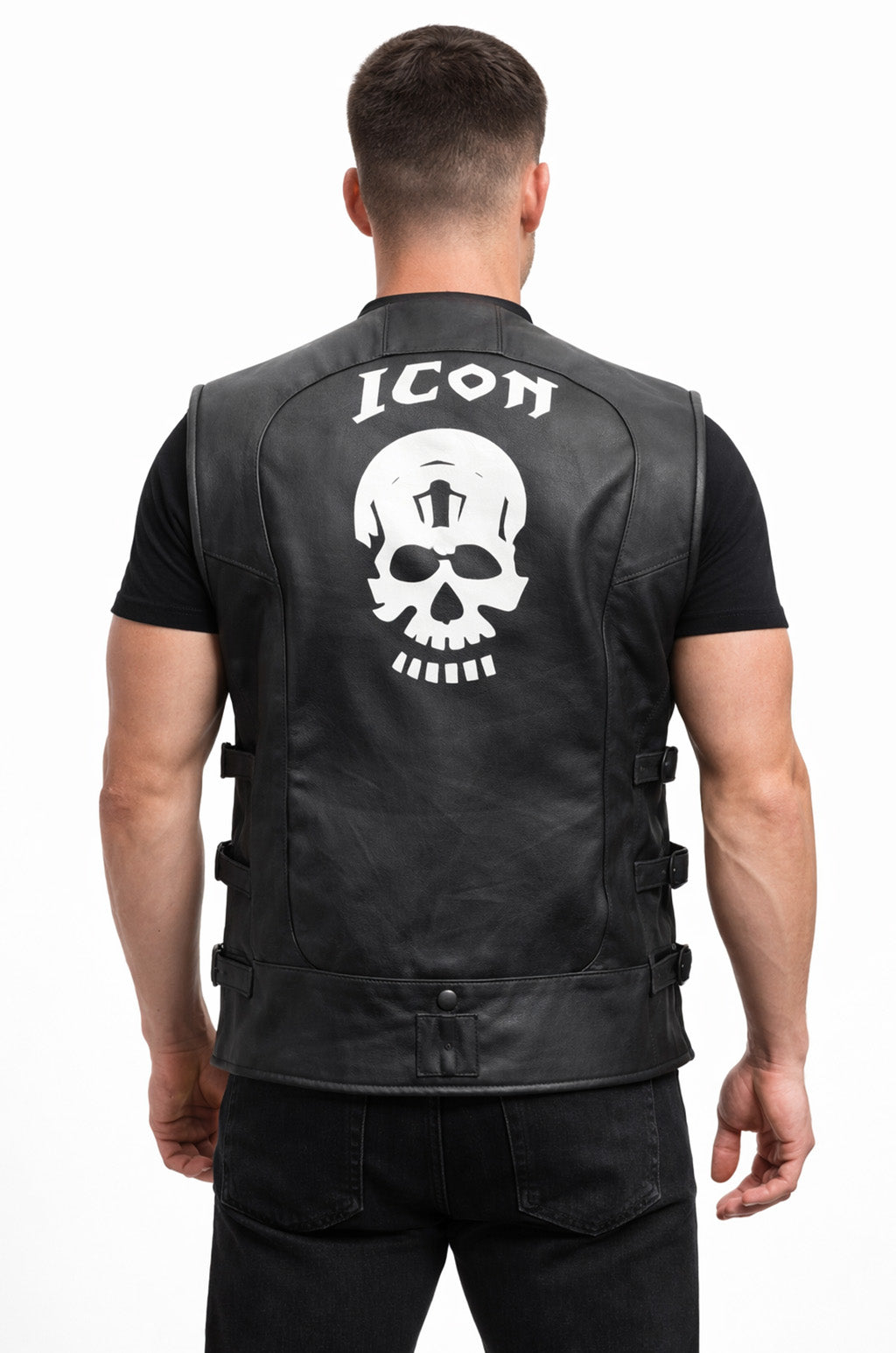 MDV01 HoL Brand Skull Icon Vest Real Leather Jacket