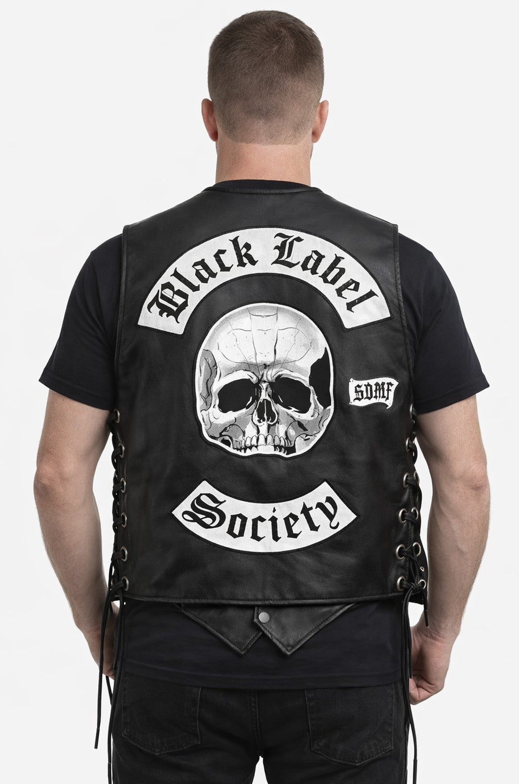 MDV03 Black Label Society Genuine Leather Zakk Wylde Vest BLS Patches