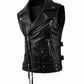 MDV04 Black Men Vest Gilet Strong Motorcycle Genuine Cow Hide Leather Jacket Retro Biker Aviator Riding Style Vest