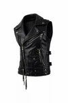 MDV04 Black Men Vest Gilet Strong Motorcycle Genuine Cow Hide Leather Jacket Retro Biker Aviator Riding Style Vest