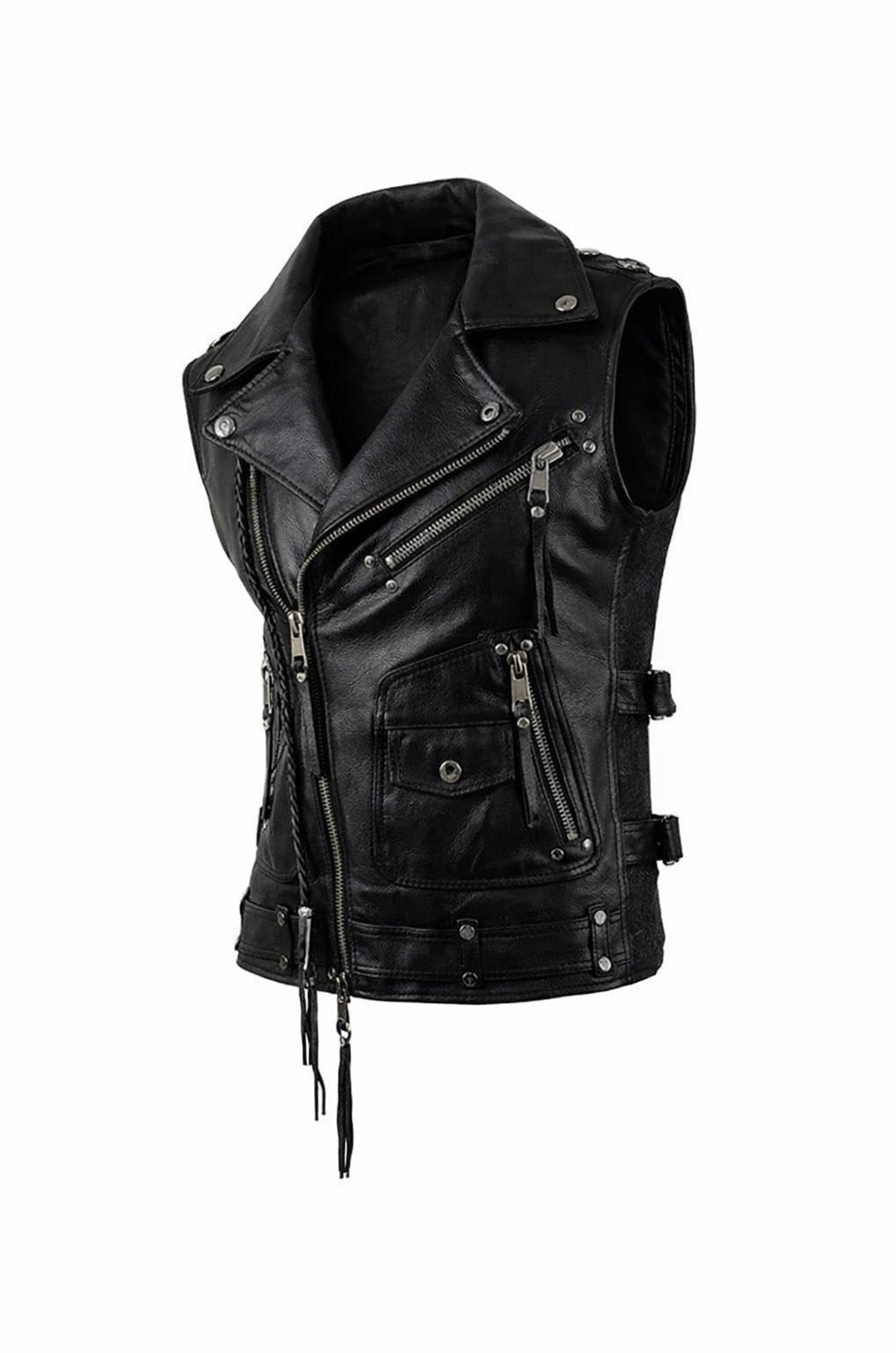 MDV04 Black Men Vest Gilet Strong Motorcycle Genuine Cow Hide Leather Jacket Retro Biker Aviator Riding Style Vest