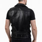 MDV04 Black Men Vest Gilet Strong Motorcycle Genuine Cow Hide Leather Jacket Retro Biker Aviator Riding Style Vest