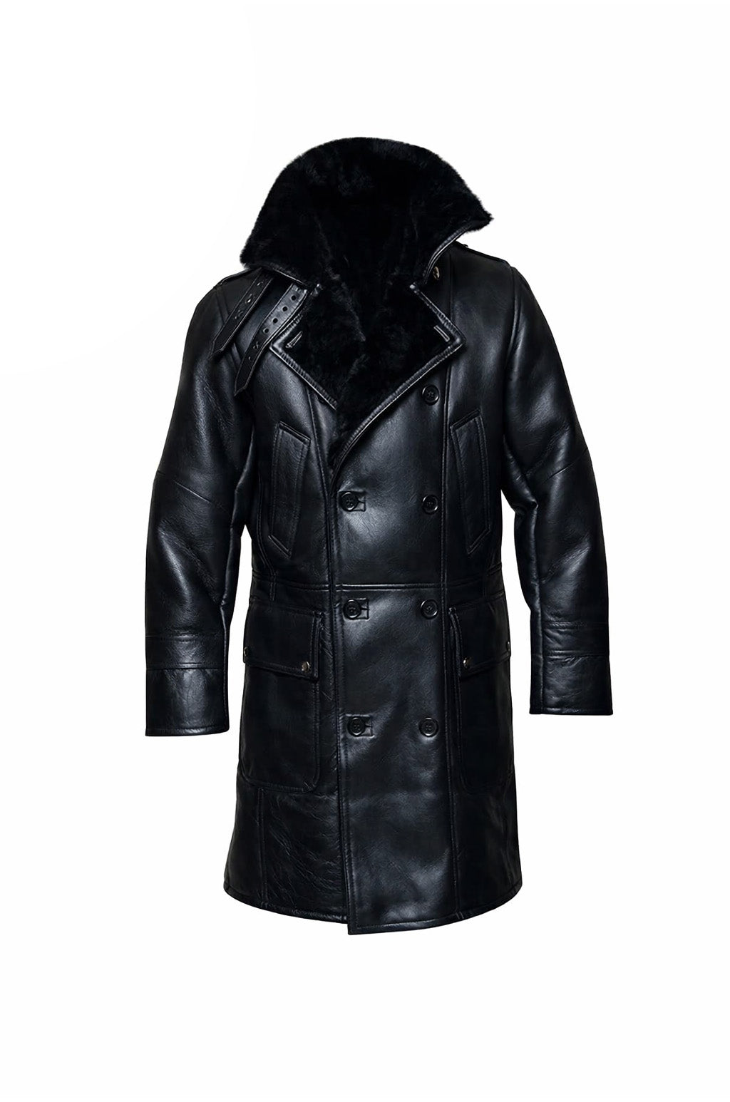 MFC01 Black Fur Shearling Winter Jacket Warm RAF B3 WWII Genuine Leather Coat For Men