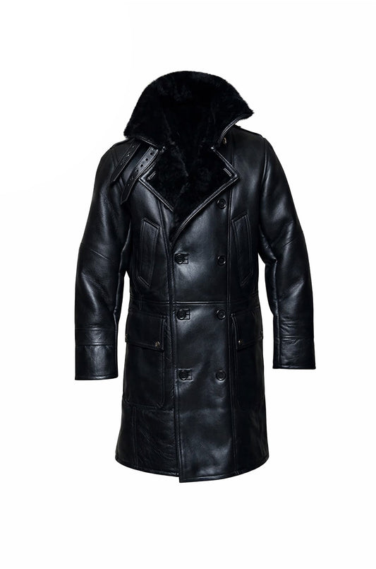 MFC01 Black Fur Shearling Winter Jacket Warm RAF B3 WWII Genuine Leather Coat For Men