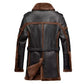 MFC05 Men Army Style Real Sheep Leather Shearling Fur Extreme Weather Coat Classic Brown Coat