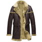 MFC05 Men Army Style Real Sheep Leather Shearling Fur Extreme Weather Coat Classic Brown Coat