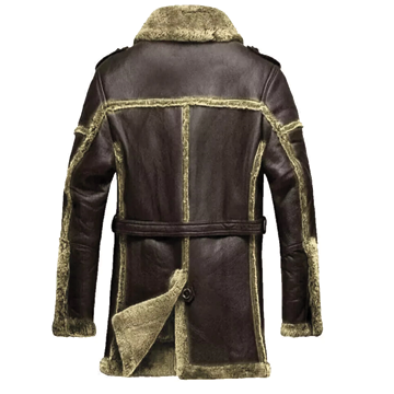 MFC05 Men Real Leather Shearling Fur Coat Brown