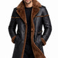 MFC05 Men Army Style Real Sheep Leather Shearling Fur Extreme Weather Coat Classic Brown Coat