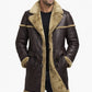 MFC05 Men Army Style Real Sheep Leather Shearling Fur Extreme Weather Coat Classic Brown Coat