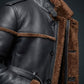 MFC05 Men Army Style Real Sheep Leather Shearling Fur Extreme Weather Coat Classic Brown Coat