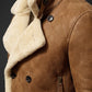 MFC06 Men Aviator Real Sheep Leather Shearling Fur Jacket Army Style Coat Brown