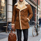 MFC06 Men Aviator Real Sheep Leather Shearling Fur Jacket Army Style Coat Brown