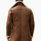 MFC06 Men Aviator Real Sheep Leather Shearling Fur Jacket Army Style Coat Brown