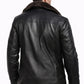 MFC07 Men Aviator Fox Fur Collar Real Leather Coat Black