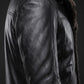 MFC07 Men Aviator Fox Fur Collar Real Leather Coat Black