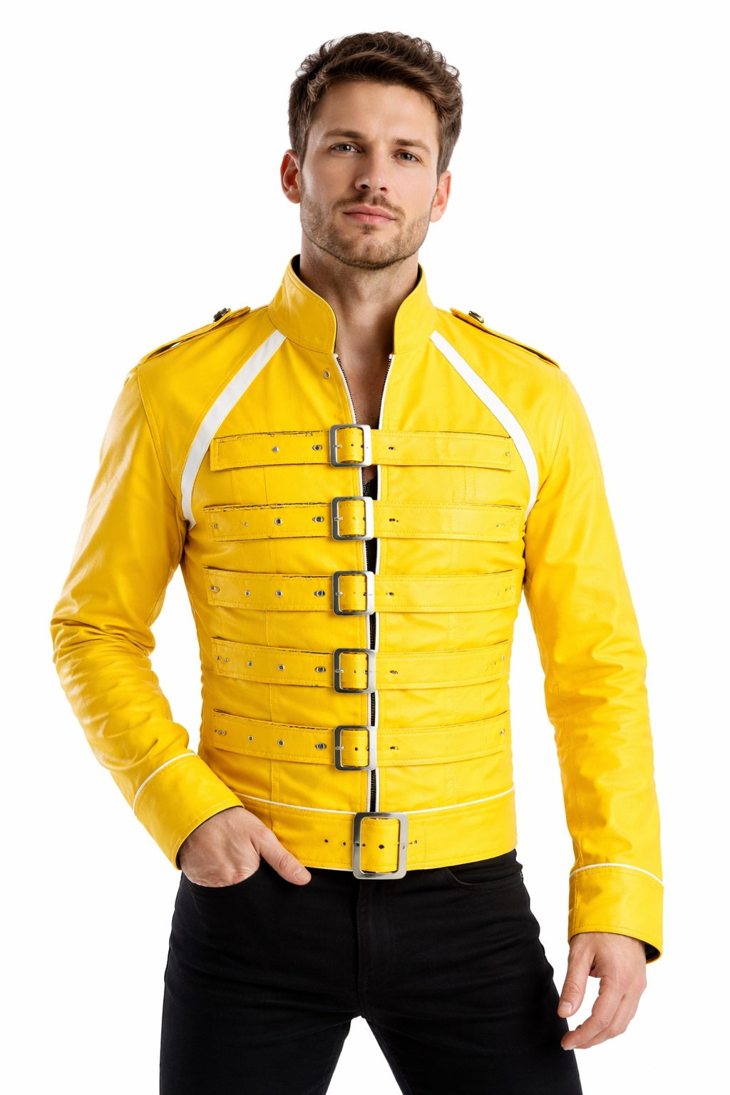 MMJ05 Men's Freddie Mercury Wembley Concert Yellow Jacket