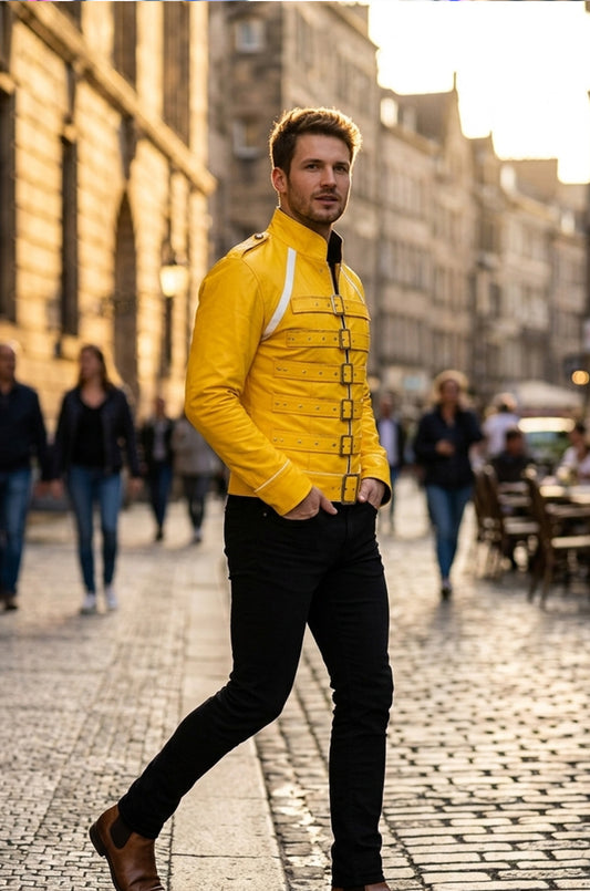 MMJ05 Men's Freddie Mercury Wembley Concert Yellow Jacket