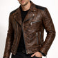 MP001 Halloween Night Premium Leather Jacket - Glowing Pumpkin Design Biker Jacket
