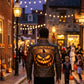 MP001 Halloween Night Premium Leather Jacket - Glowing Pumpkin Design Biker Jacket