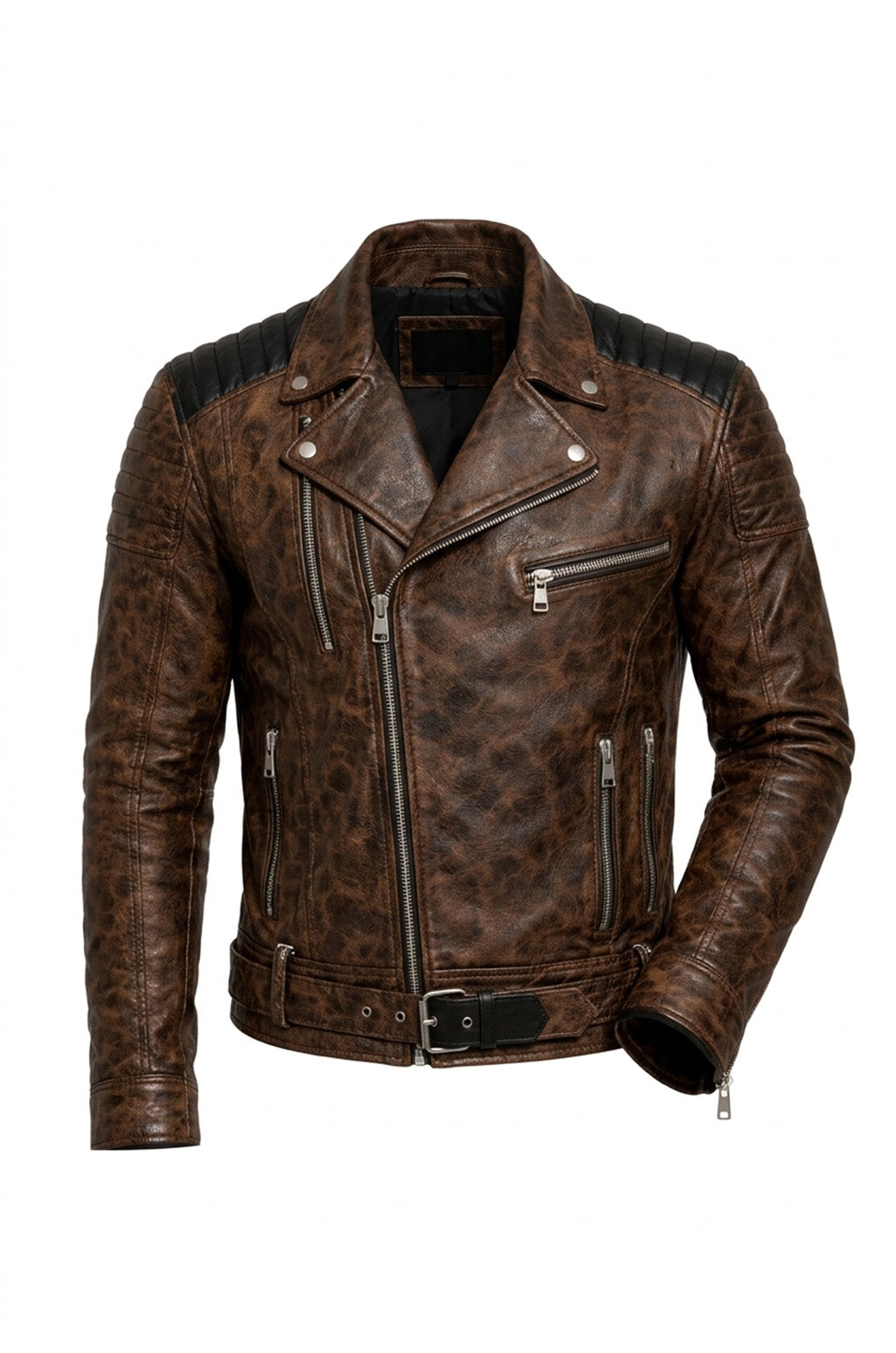 MP001 Halloween Night Premium Leather Jacket - Glowing Pumpkin Design Biker Jacket