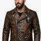 MP002 Death Rider Vintage Leather Jacket - Skull & Smoke Biker Design
